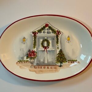 Maxcera Christmas Holiday Door Platter 14½″ – Ceramic Christmas Serveware